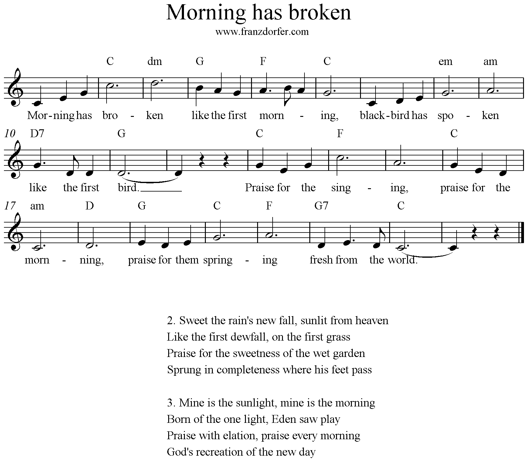 sheet Morning has broken Noten